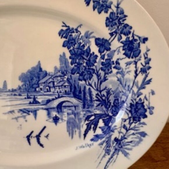 Myott England Meadow Sweet Blue Transferware Serving Platters Vintage J Walker - Picture 7 of 7